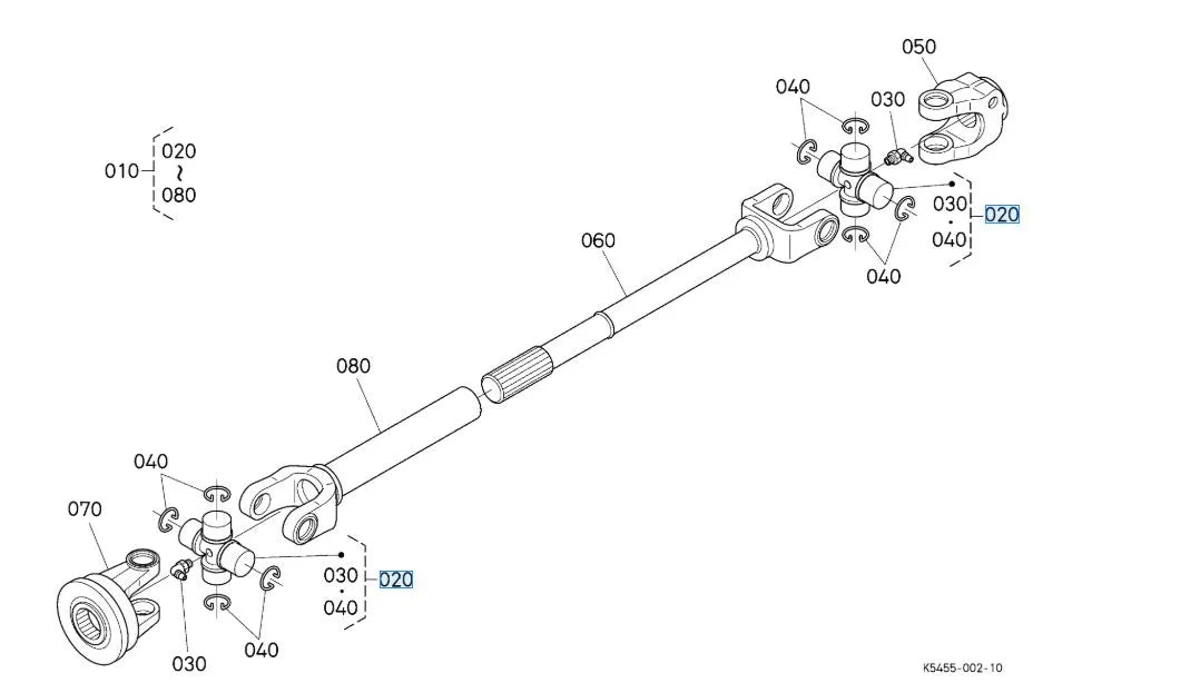 Kubota Cross Joint Assembly 76539-31180 - OEM Universal Joint for F, G, RC, RCK Series