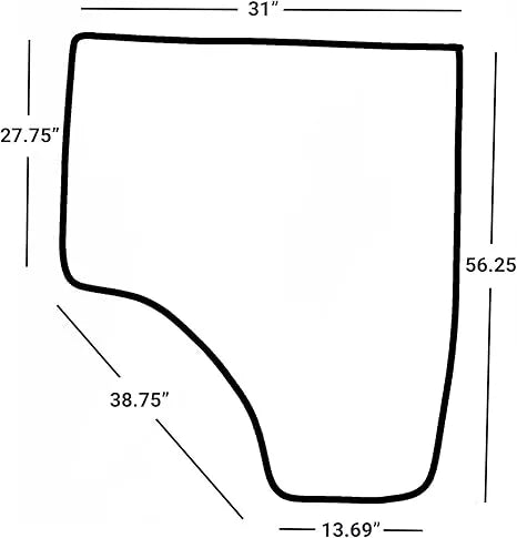 Kubota Door Glass TD170-70670 - Right-Hand Replacement for L and M Series Cab Tractors