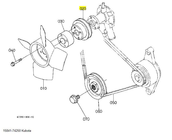 Kubota Fan Pulley 15841-74250 - Genuine Cooling System Pulley