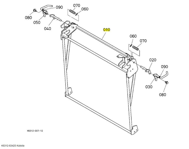 Kubota Frame Bag Front K6312-63425 | Reliable Front Frame for GCK-G23LD Grass Collector