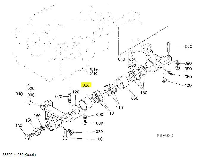 Kubota Front Axle Bracket Bush 33750-41680 - OEM Suspension Component