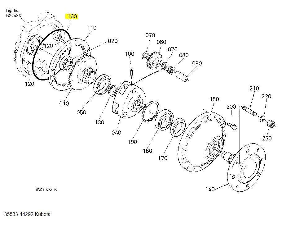 Kubota Front Axle O-Ring 35533-44292 - Genuine OEM Seal