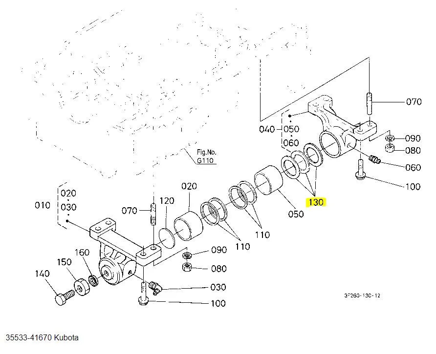 Kubota Front Axle Thrust Collar 35533-41670 - OEM Support Spacer