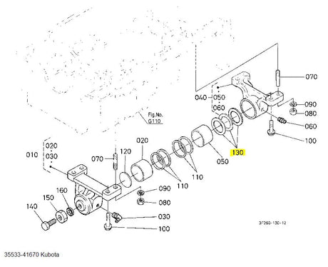 Kubota Front Axle Thrust Collar 35533-41670 - OEM Support Spacer