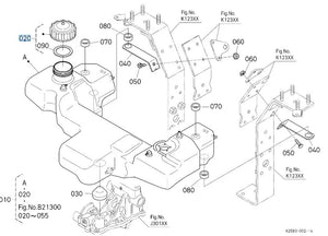Kubota Fuel Cap (screw type) K7711-34122 - OEM Replacement for BX, F, GR & RTV Models 