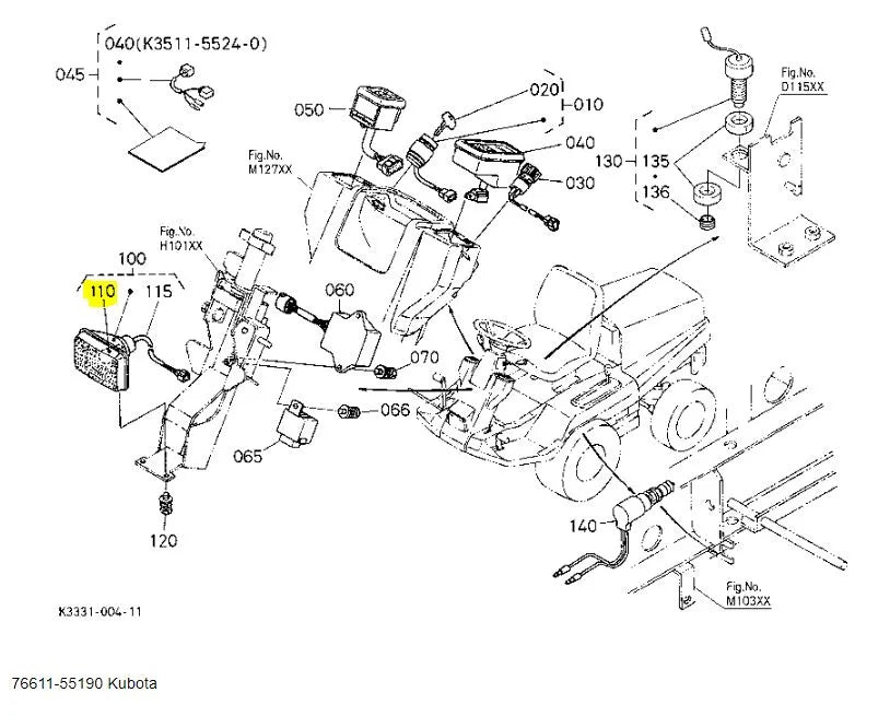 Kubota Headlight Bulb 25W - 76611-55190 - OEM Replacement for F, FZ, and GF Series