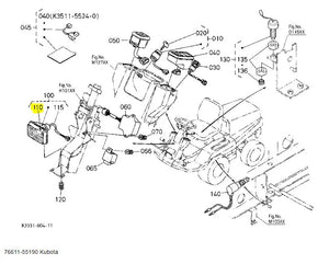 Kubota Headlight Bulb 25W - 76611-55190 - OEM Replacement for F, FZ, and GF Series