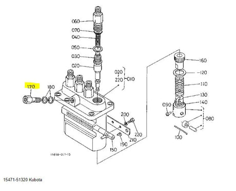 Kubota Hollow Screw 15471-51320 | OEM Fuel Injection Pump Connector