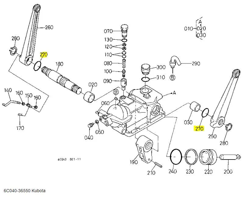 Kubota Hydraulic O Ring 6C040-36550