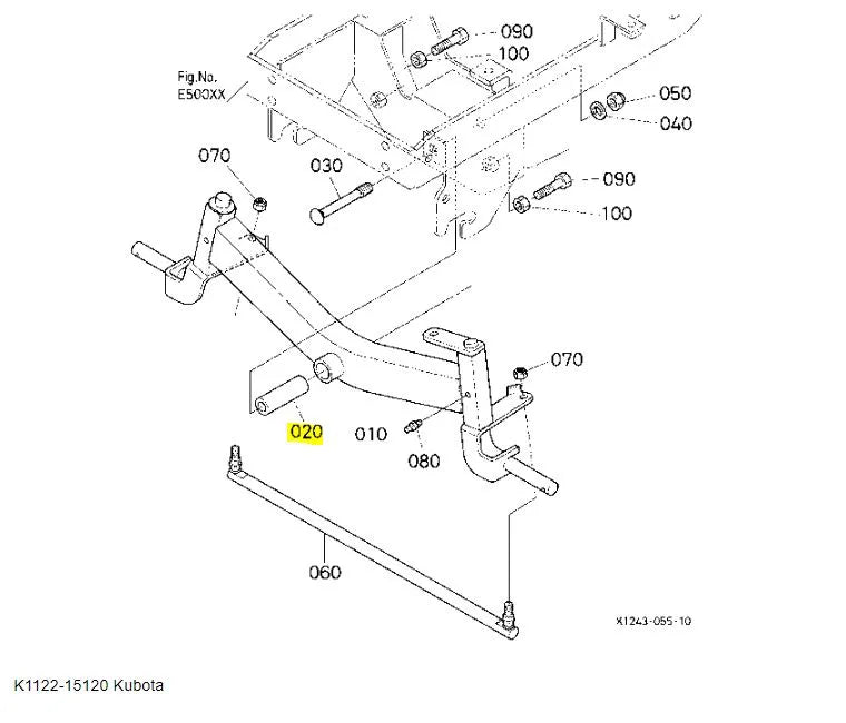 Kubota K1122-15120 Collar, Center Pin - Genuine OEM Replacement for Front Axle & Wheels