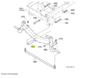 Kubota K1122-15120 Collar, Center Pin - Genuine OEM Replacement for Front Axle & Wheels