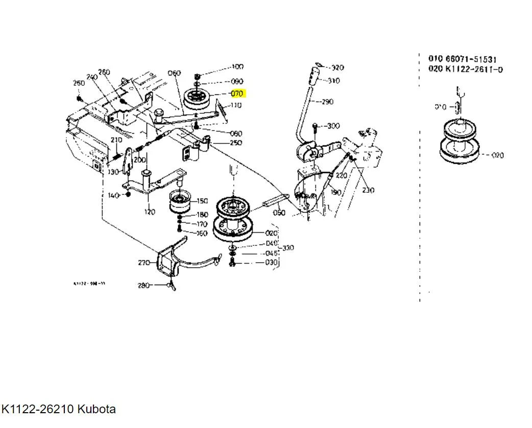 Kubota K1122-26210 Pulley, Tension HST | OEM Replacement for PTO Systems