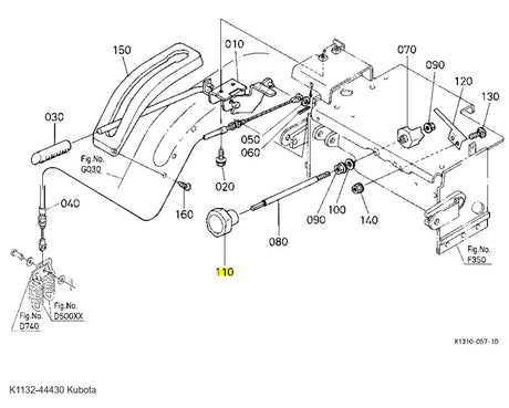 Kubota K1132-44430 Dial Adjust Deck G21 (Cam) - Genuine PTO Clutch & Lift Link Replacement