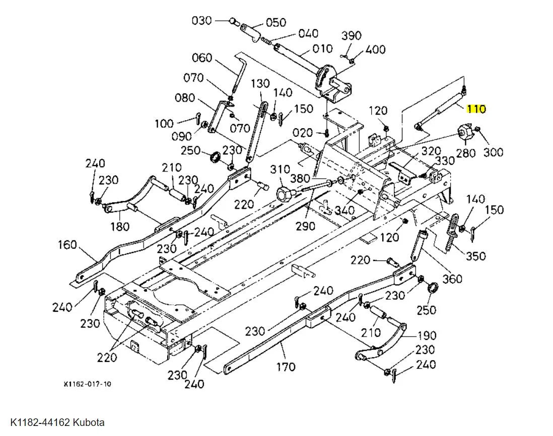 Kubota K1182-44162 Gas Spring | Lift Link Replacement for T & Z Series