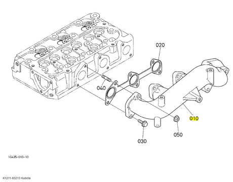 Kubota K1211-83213 Exhaust Manifold | Genuine OEM Replacement