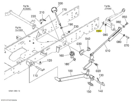 Kubota K121191142 Cotter Ring For Models, BX2350, G2160, G21, G23, G231, G26, GCK500, GR1600