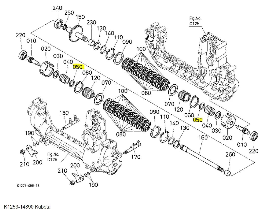 Kubota K1253-14890 Spacer | Rear Differential Component for GR Series
