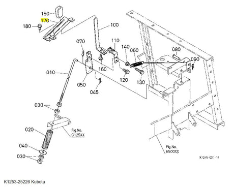 Kubota K1253-25226 Stopper Plate | OEM PTO Clutch Control Lever Component
