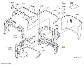Kubota K2501-57136 Panel Lower | Compatible with BX1850D, BX1860, BX1870, and BX1870-1