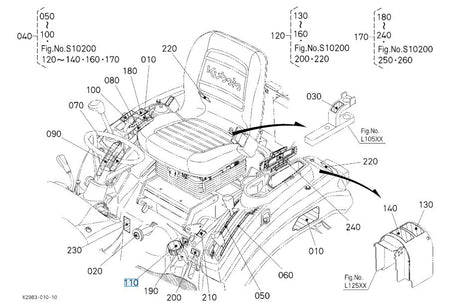 Kubota K2581‑65280 LABEL, DIAL - Rear Dial Label (English / French) for BX & G‑Series