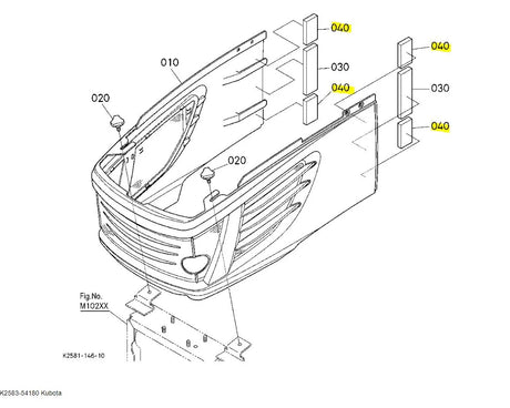 Kubota K2583-54180 Sponge Bonnet EU2 | OEM Bonnet Side Seal for BX2350D, BX2370, BX24D, and More