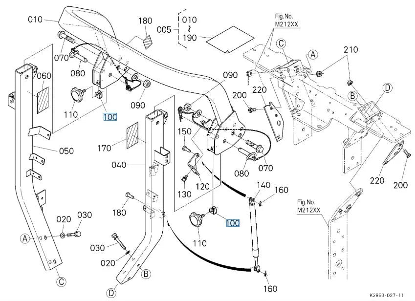 Kubota K2591‑39562 BRACKET, RETAINER | ROPS Retainer Bracket for BX & ZD‑Series Tractors