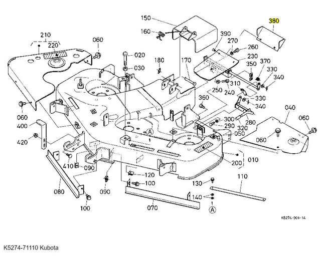 Kubota K5274-71110 Plate | OEM Replacement for RCK48GREC2 Mower Decks
