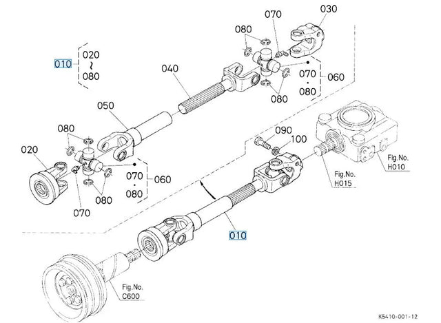 Kubota K5410-32030 Universal Joint Assembly for G18HD, G21, and G2160 Mowers