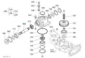 Kubota K5453-33310 Input Shaft for RCK48-G23 Bevel Gear Case