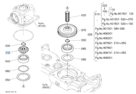 Kubota K5453-33350 Spiral Gear for RCK48-G23 Bevel Gear Case