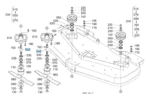 Kubota K5647-34540 Spindle Shaft - OEM Replacement for Side Blade Assemblies