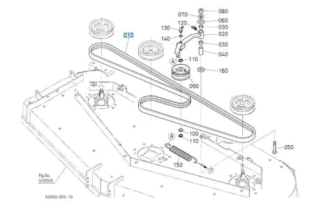 Kubota K5677-34710 Multi Belt 136 - OEM Drive Belt for RCK72 Mower Decks