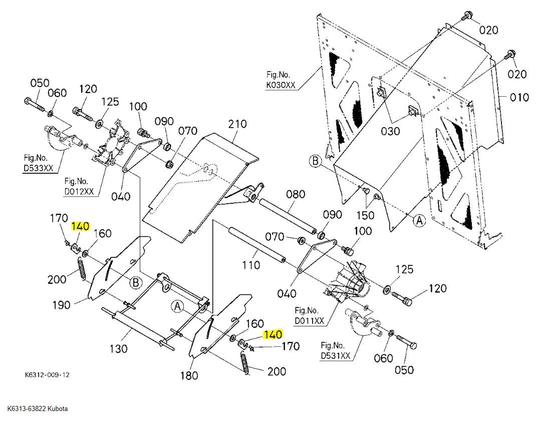 Kubota Lock Duct Plate K6313-63822 - OEM Fastening Plate for G23-LD Duct Assembly