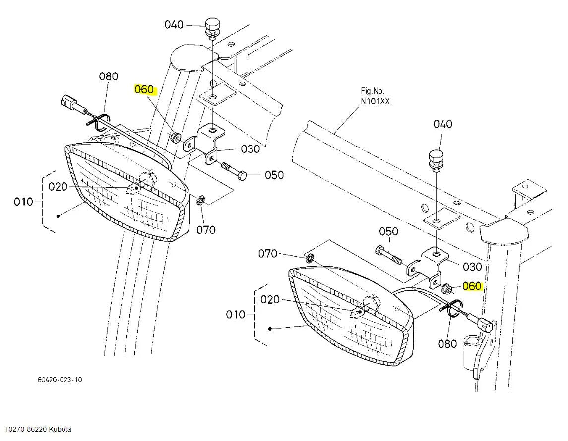 Kubota Nut T0270-86220 | High-Quality Replacement for Working Lights and Glass Panels