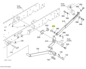 Kubota Pin Joint 05122-51435 - OEM Mower Rear Link & Front Linkage Pin