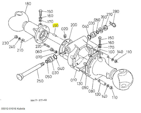 Kubota Pin Straight 05012-01016 - OEM Axle, Crankcase & Control Lever Pin