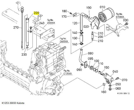Kubota Pipe K1253-36650 - Genuine Control Valve Replacement Pipe