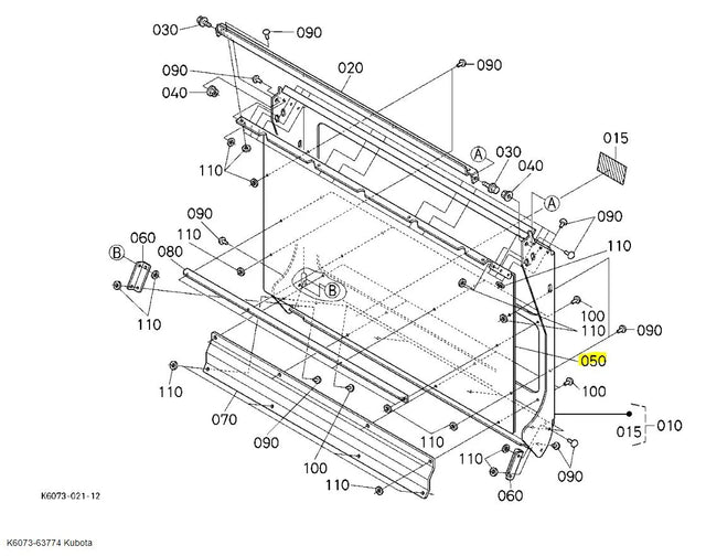 Kubota Plate Rear K6073-63774 | Genuine Replacement for GCK500HD Series