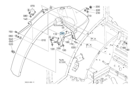 Kubota Right‑Hand Fender Cover - 3S223‑87780 (RH) - Fits M95 to M135, M6 & M‑Series
