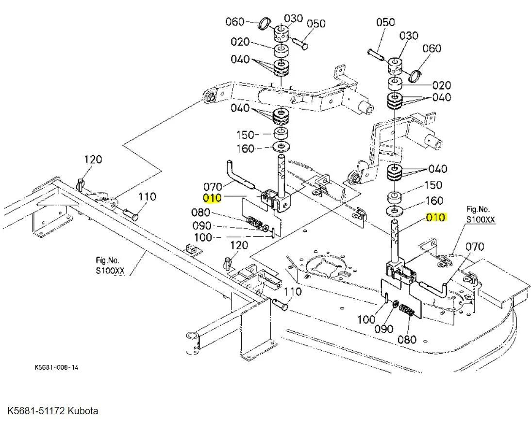 Kubota Rod Rear K5681-51172 | Reliable Mower Linkage Replacement for RCK60P & RCK72P Series