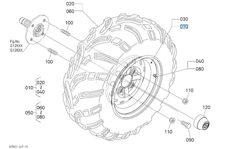 Kubota RTV 25x10-12 Wheel - Front & Rear Replacement for RTV-X900 & RTV-X1110