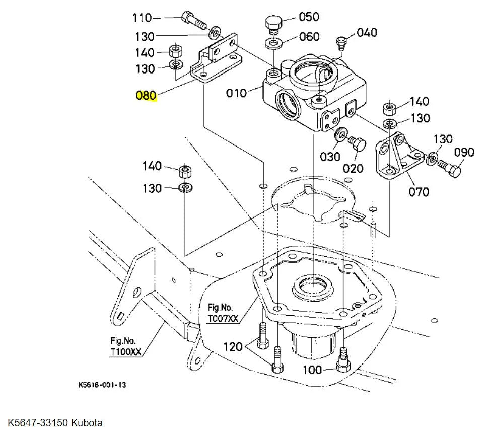 Kubota Stay Case RH K5647-33150 | Durable Bevel Gear Case Component for Kubota Models