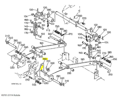 Kubota Stay Front LH K5761-51114 | Reliable Lift Linkage Replacement for RC54 and RC60 Series