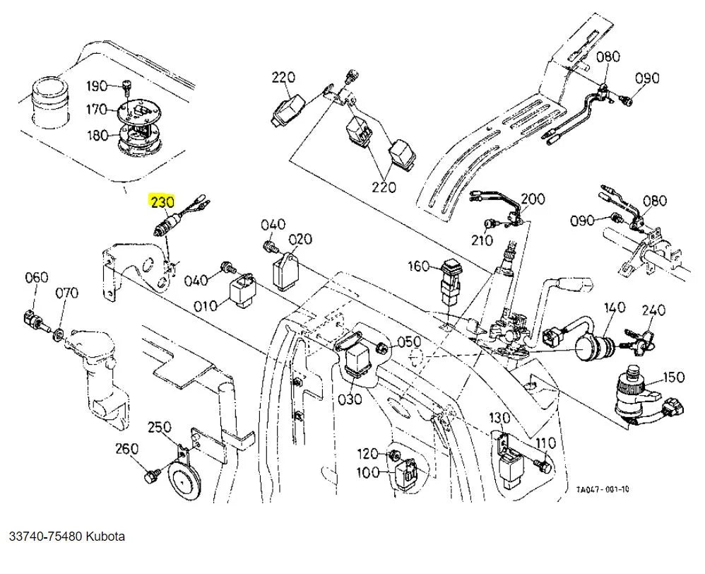 Kubota Stop Switch 33740-75480 - OEM Engine Shutoff Switch