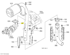 Kubota Stud 01517-71025 | OEM Exhaust Muffler Stud for M8540DCN