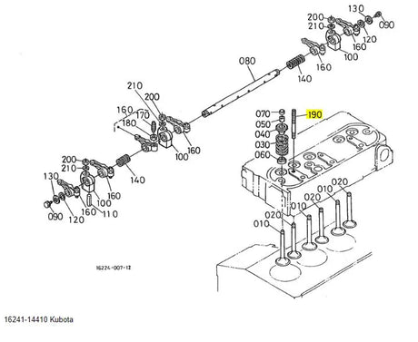 Kubota Stud 16241-14410 - OEM Rocker Arm Fastener