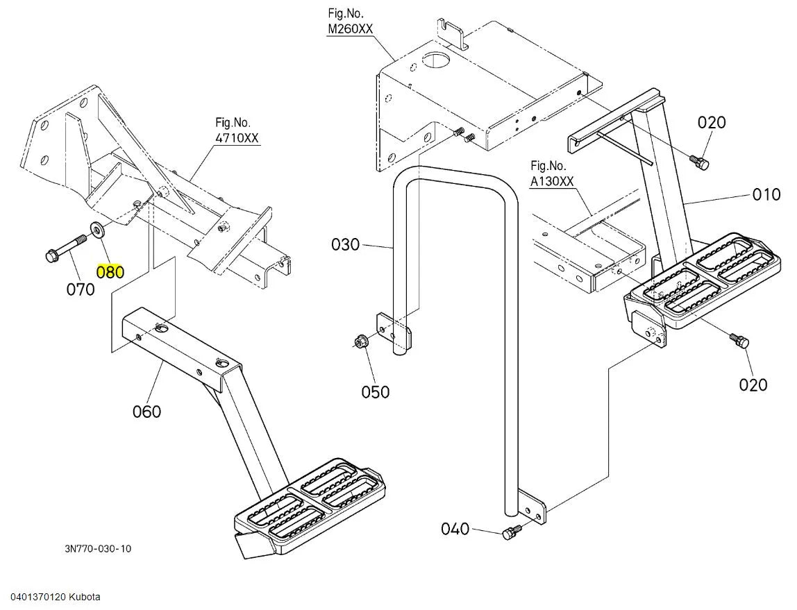 Kubota WASHER, PLAIN 0401370120 | OEM Washer for Auxiliary Step Components