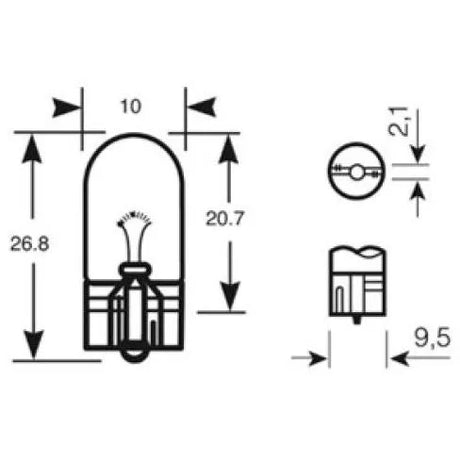 LED Global LG5018 Capless Bulb - 12v 5w T10 Wedge Base, CE Approved