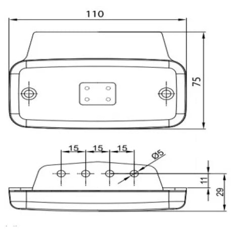 LED Global 9/32V LED Marker Light with Bracket (amber)