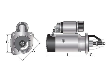 LRS232 Lucas Starter Motor - 12V, 2.8KW, 10-Tooth, 3-Hole Flange (Lucas TVS)